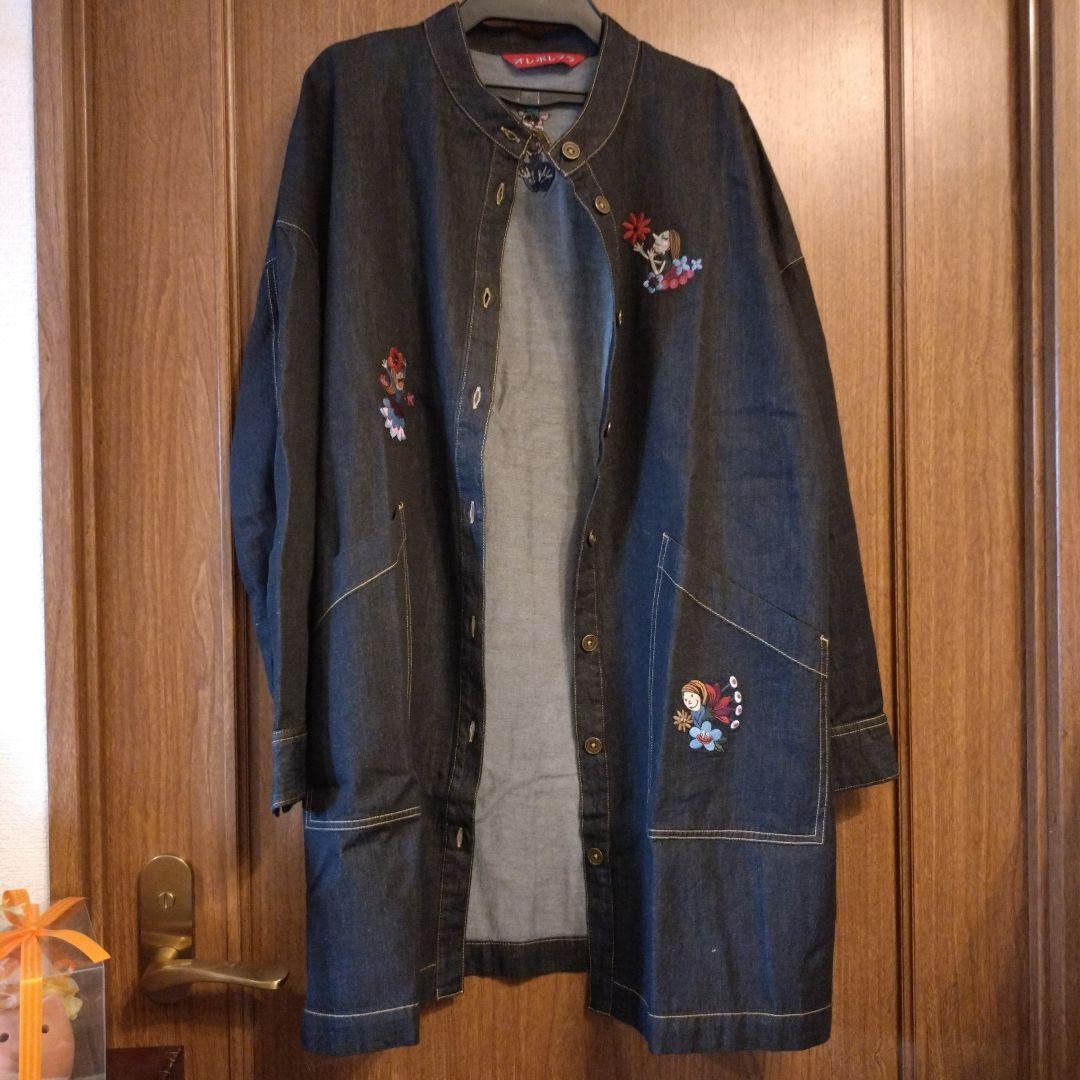 アルベロベロ 可愛い刺繍のデニムチュニック、羽織としても