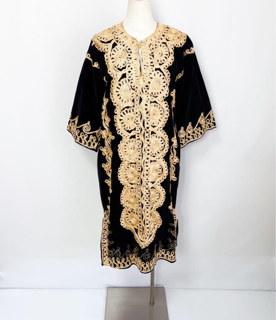 民族衣装 刺繍 別珍 モロッコ カフタンワンピース ドレス S794 - メルカリ