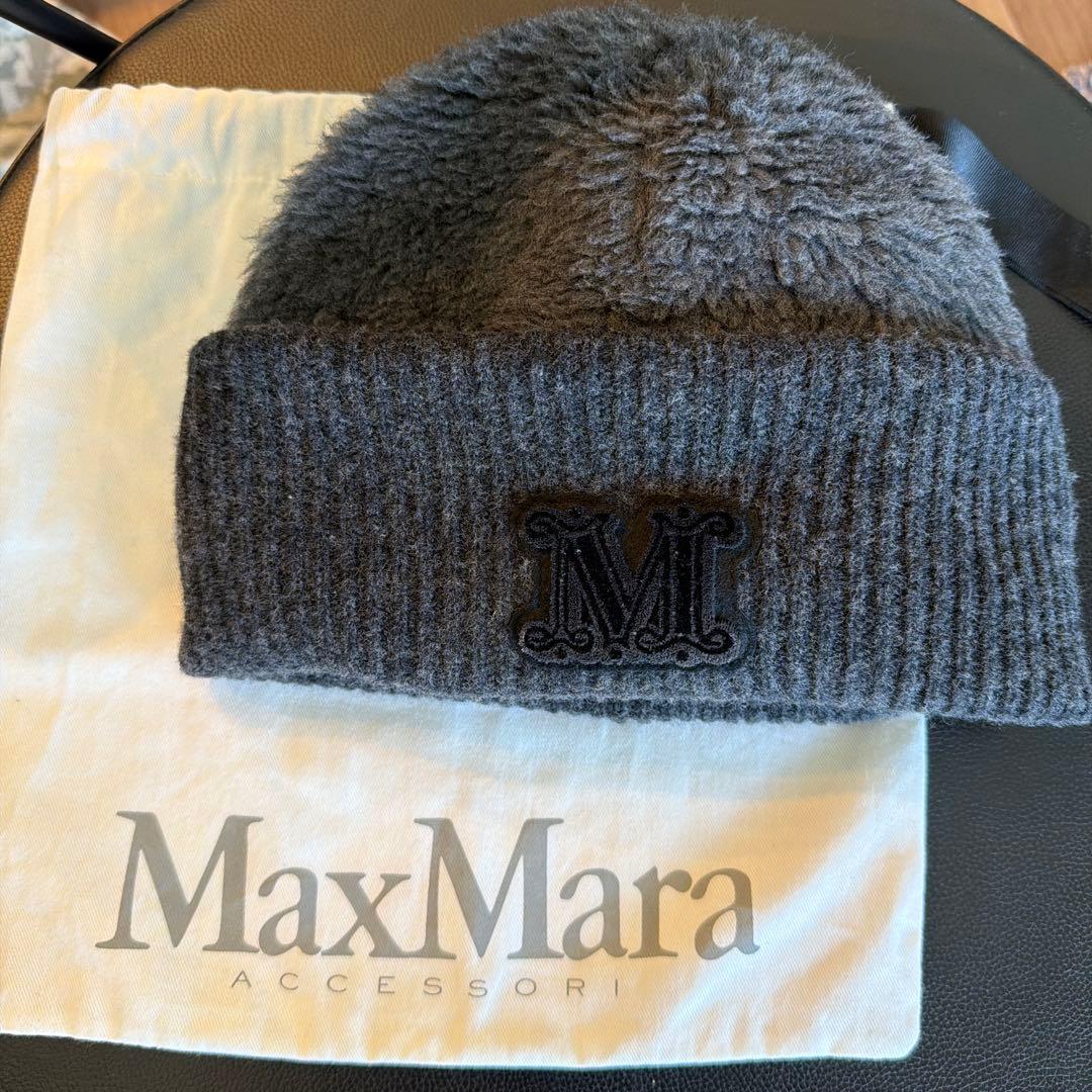 値下げ 美品 MAX MARA テディベア ビーニー ニット帽 グレー色 - メルカリ