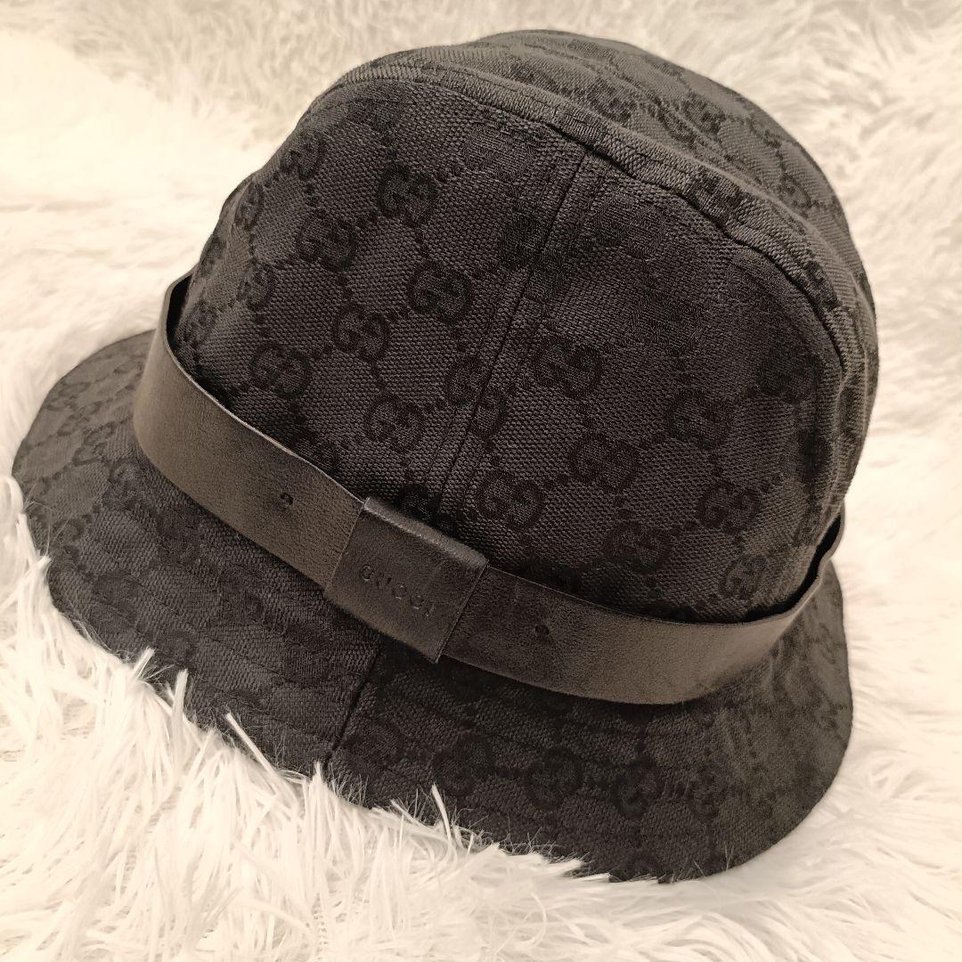 GUCCI✨️ ブラック GGパターン バケット ハット Mサイズ - メルカリ