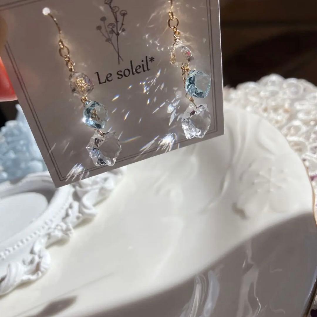 ポメころび様専用◇ラスト1点✧雪の結晶✧水晶×スカイブルートパーズ