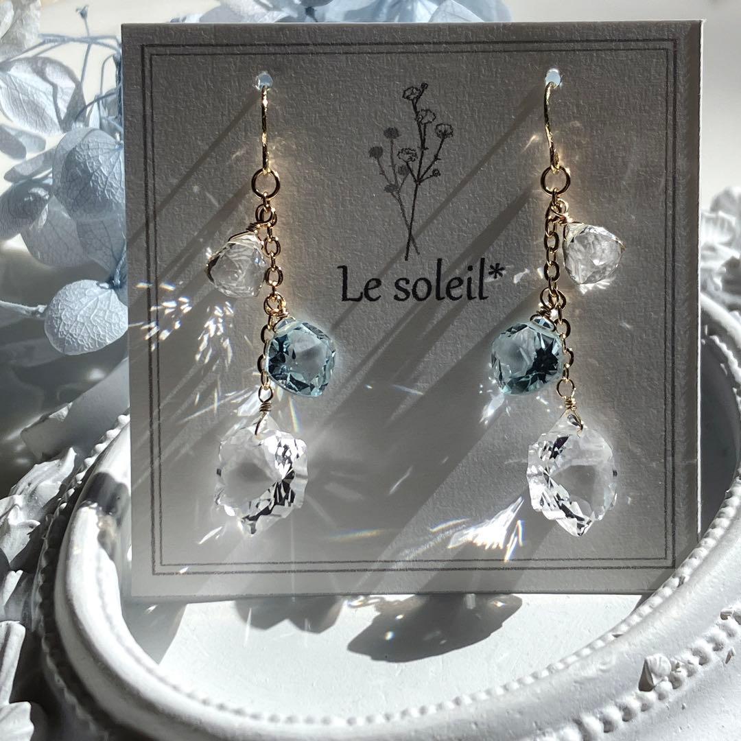 ポメころび様専用◇ラスト1点✧雪の結晶✧水晶×スカイブルートパーズ