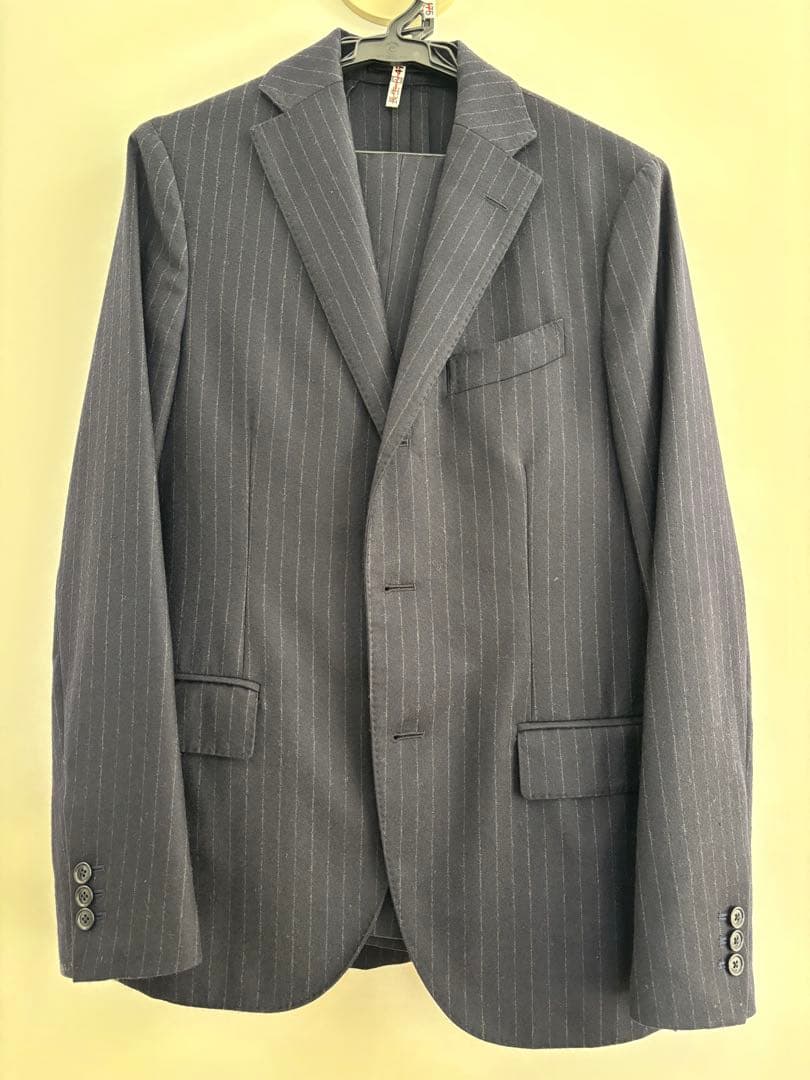 田*.様 LARDINI ストライプ ビジネススーツ 46 LARDINI (ラルディーニ) ストレッチフランネル セットアップスーツ