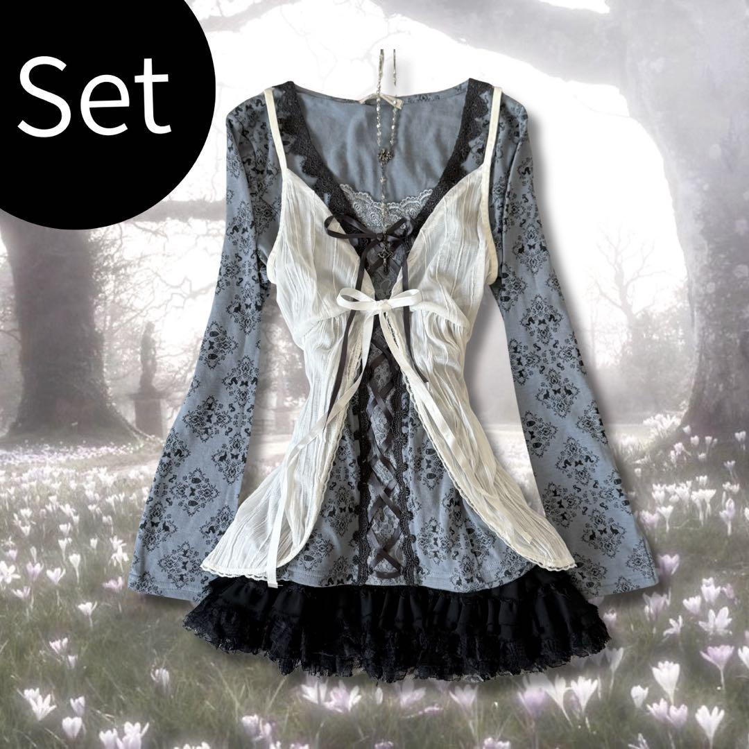 00s coquetteダークコア 森ガール フェアリーグランジ 3点セット