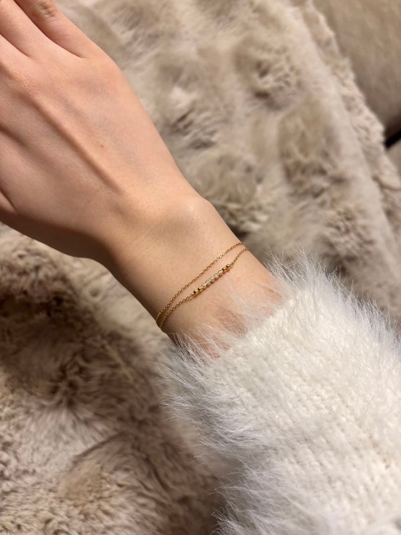 ヴァンドーム青山　k18ゴールド ダイヤモンド0.05ct 二重　ブレスレット ヴァンドーム青山 k18ゴールド ダイヤモンド0.05ct 二重 ブレスレット