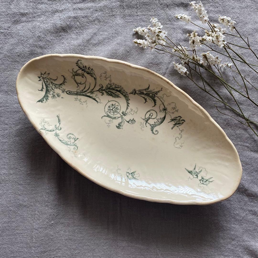 陶器製品 希少 フランスアンティーク Gien Rinceaux 小鳥がかわいい