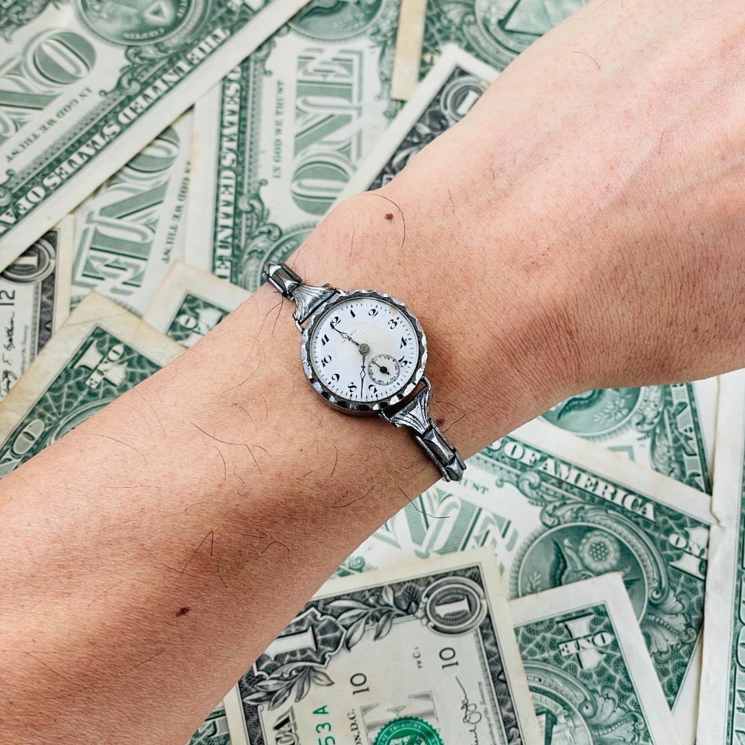 腕時計レディース不動モーリスMOERISジャンク手巻きアナログ銀