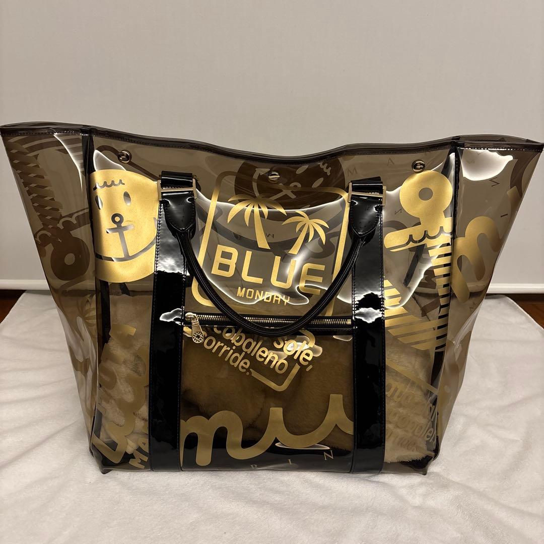 mutaマリン クリアトートバッグ ブラック×ゴールド
