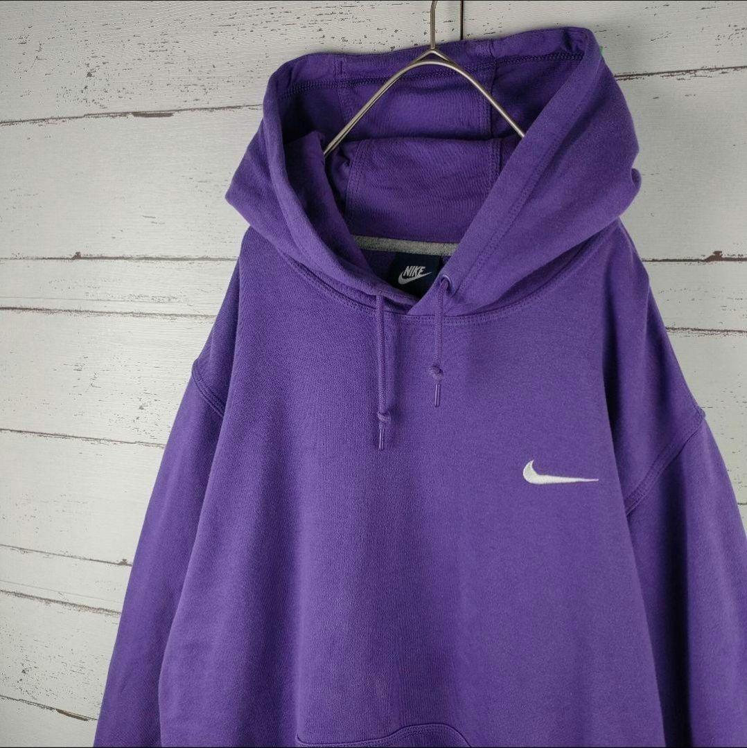 希少サイズ】ナイキ パーカー☆スウェット☆刺繍ロゴ☆ビッグ☆紫☆XL