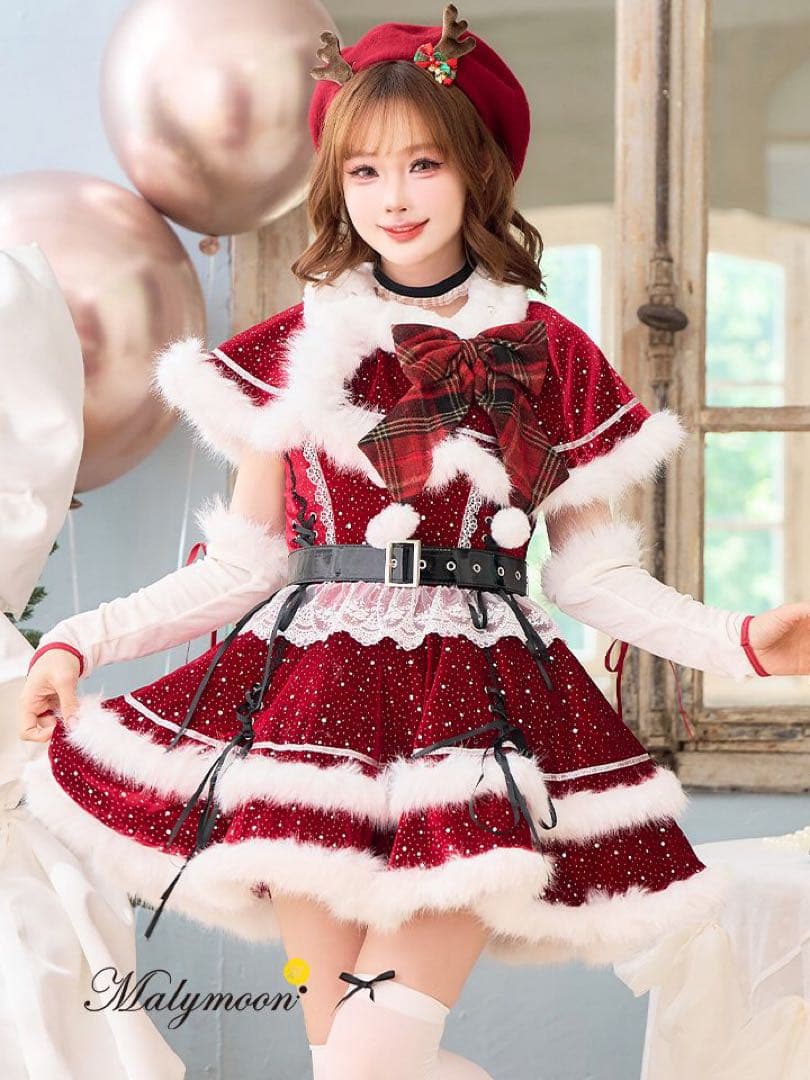 Malymoon マリームーン ルージュベルベットビジュートナカイ レッド