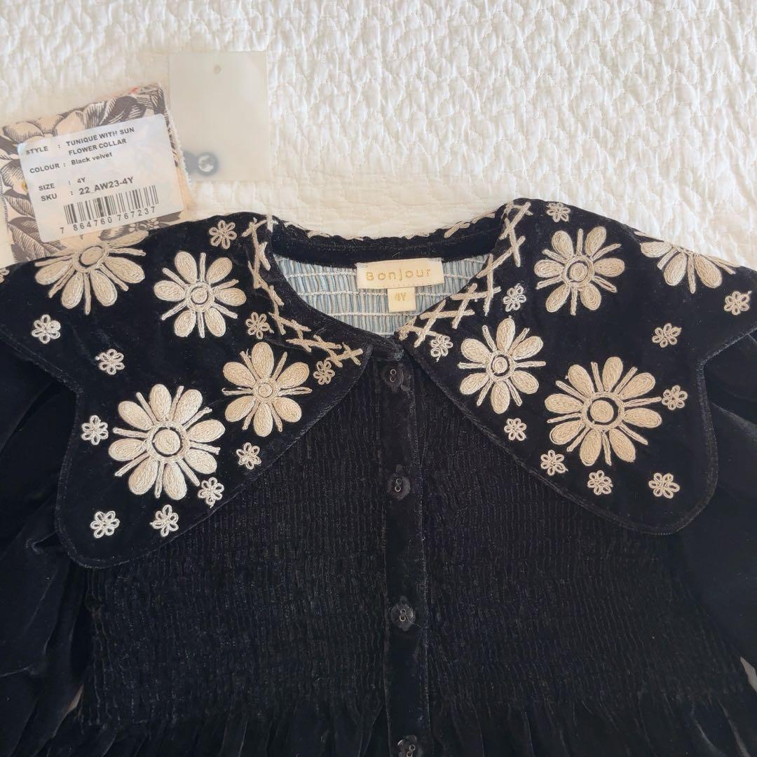 Bonjour diary Black velvet dress 4y ベロア - メルカリ