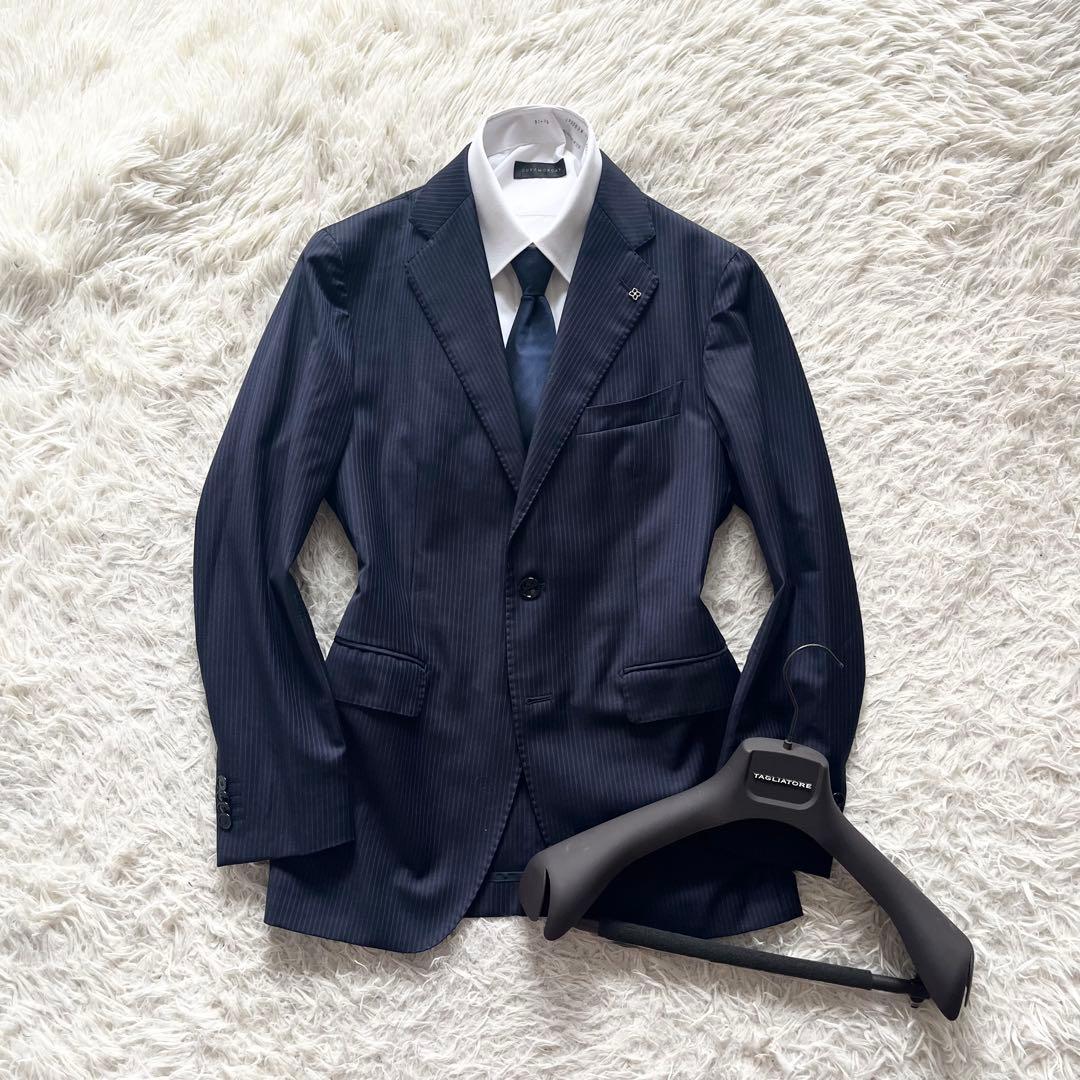 <美品>TAGLIATORE ヴェスビオ ネイビー ウール スーツ サイズ44 美品>TAGLIATORE ヴェスビオ ネイビー ウールジャケット サイズ44