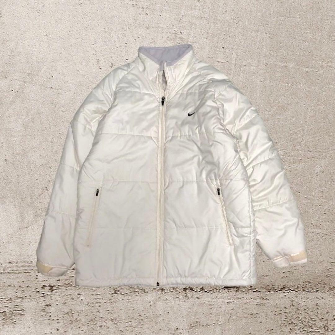 00s ナイキ NIKE ダウンジャケット ホワイト 白 ワンポイント 刺繍