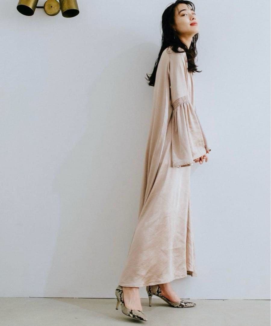 marte vintage サテンワンピース 結婚式ドレス ブルー フリーサイズ