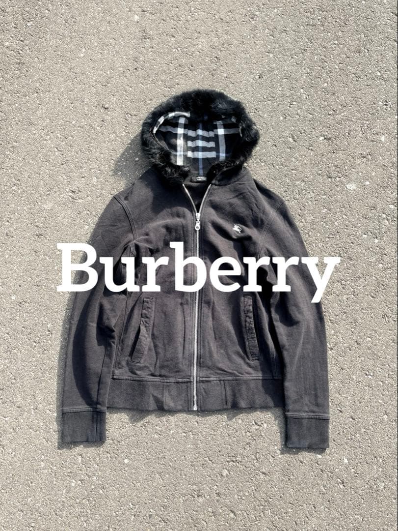 old Burberry ファー パーカー y2k archive ダークウェア old Burberry ファー パーカー y2k archive フェード - メルカリ