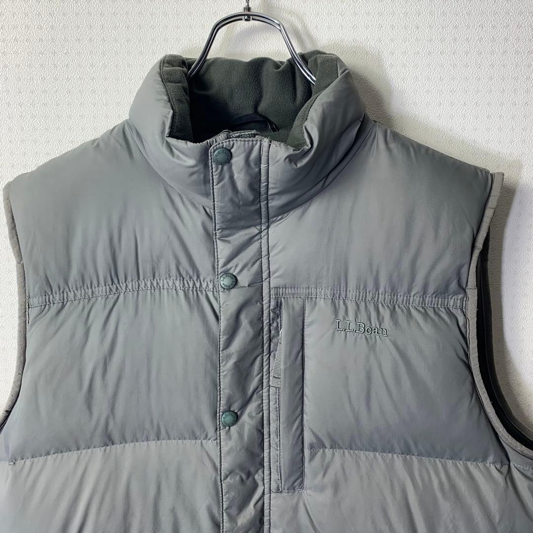 00s L.L.Bean ダウンベスト XL 刺繍 ドローコード リップストップ