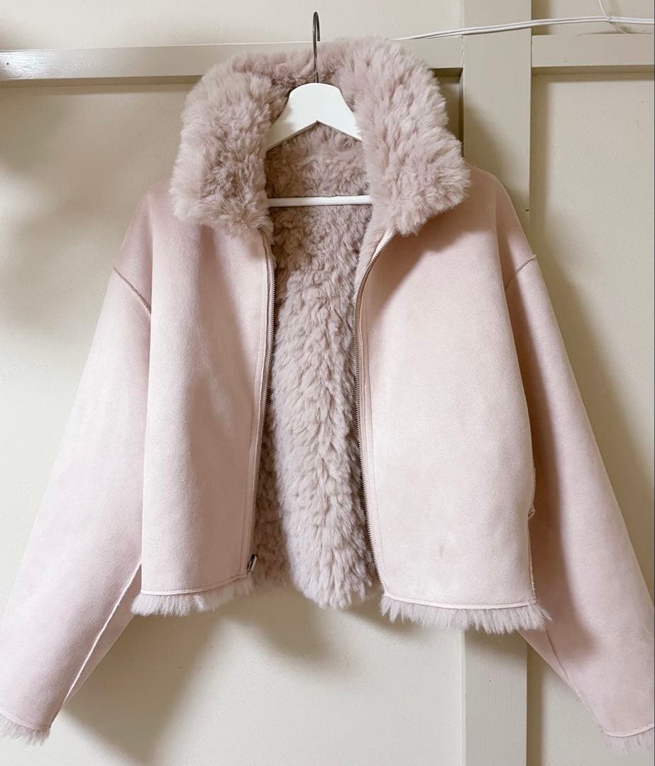 もなこ様専用fur fur エコファーリバーシブルブルゾン コート ピンク