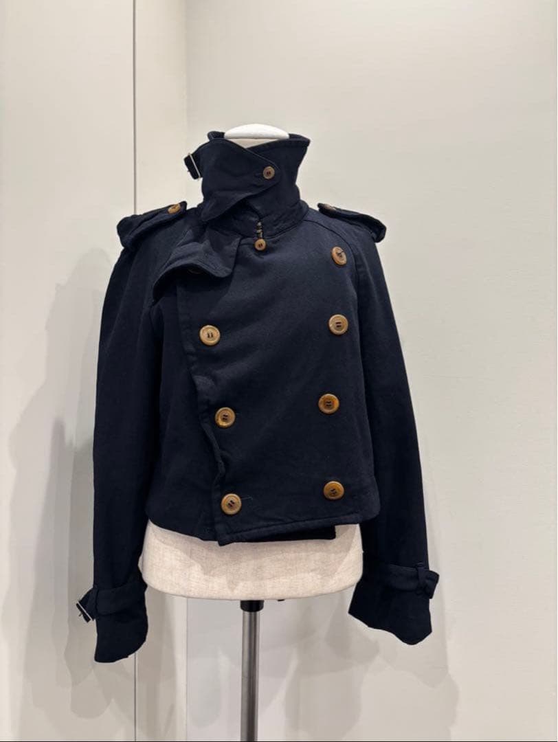 11AW］コムデギャルソン ポリエステル縮絨 ショート丈トレンチコート