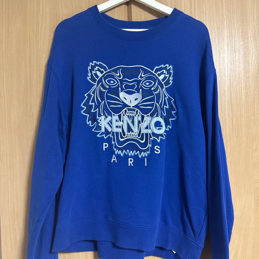 【現在入手困難】KENZO トラ刺繍 スウェット L ブルー 現在入手困難】KENZO トラ刺繍 スウェット L ブルー