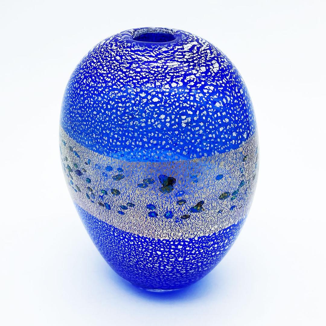 現代の名工 黒木国昭 金彩・銀彩象嵌 光琳 花瓶 スカイブルー 一輪挿し