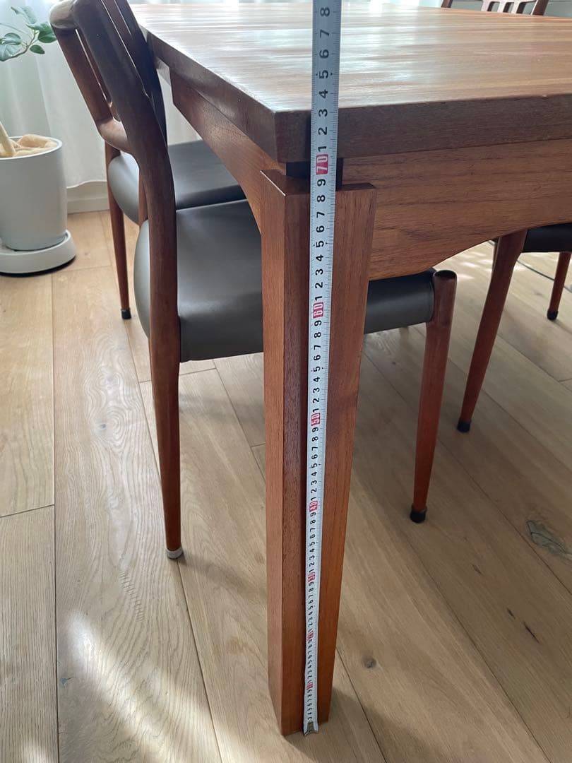 希少チーク ダイニングテーブル1350からエクステンション1800