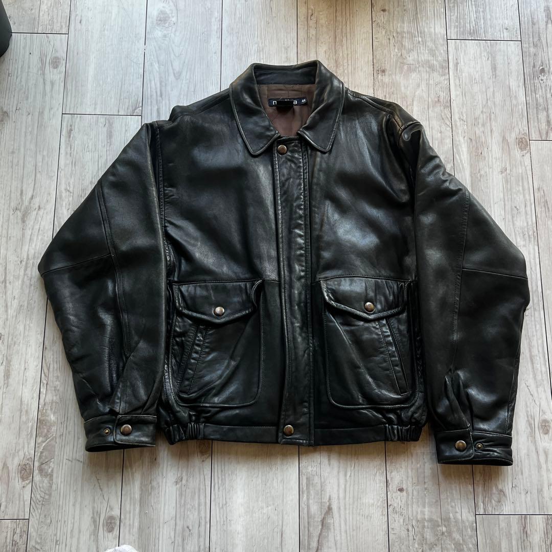 80s~ NAUTICA レザージャケット　A2 短丈　海外ストリート　XL相当 80s- NAUTICA A2 レザージャケット XL 短丈 海外ストリート - メルカリ
