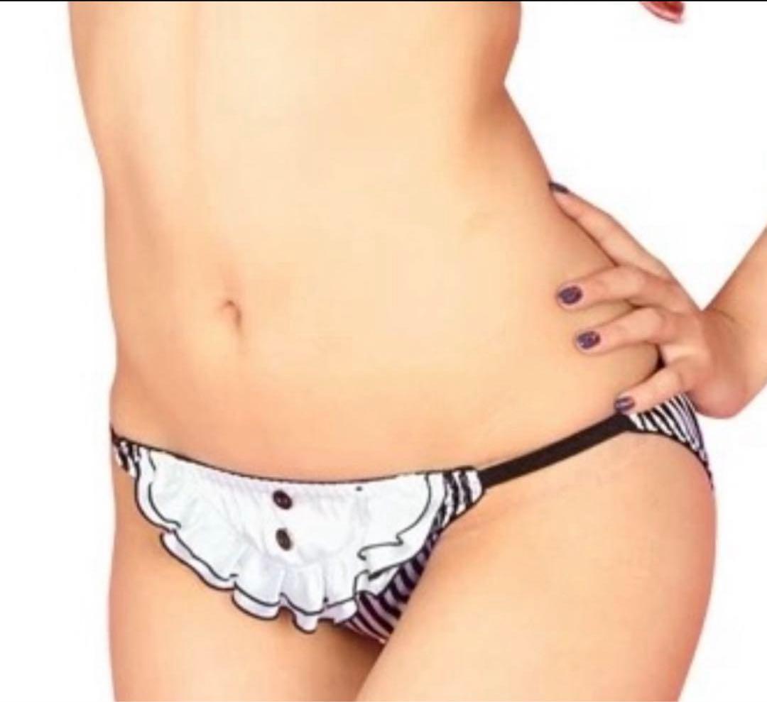 エメフィール 廃盤モデル フリル付きストライプブラジャーパンティ