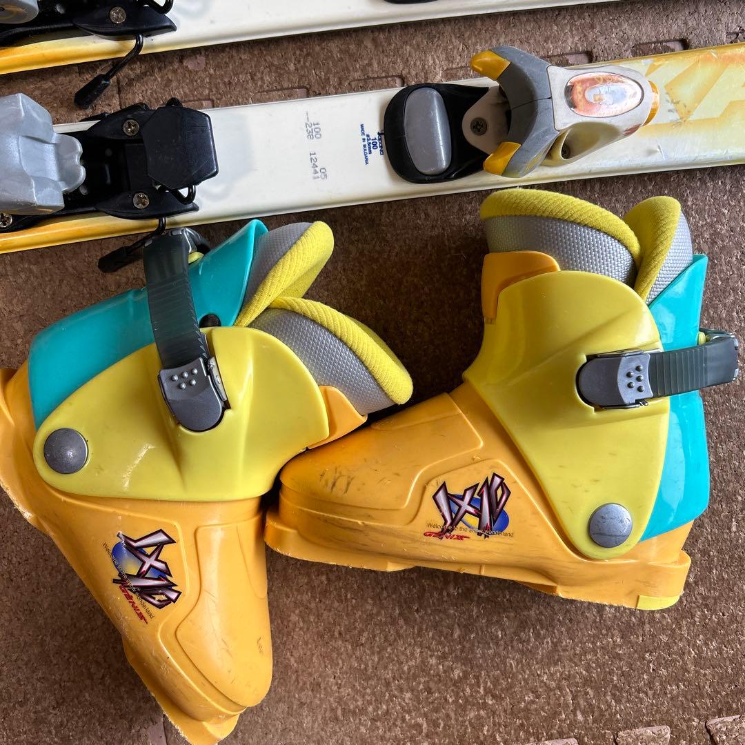 KAZAMA スキー板（100㎝）とブーツ（21.0㎝）セット キッズ イエロー