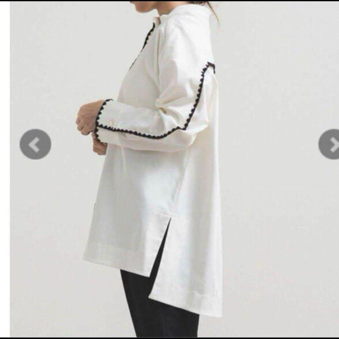 美品✨ yori ヨリ ハマグリ刺繍ブラウス バンドカラー 長袖 38 - メルカリ