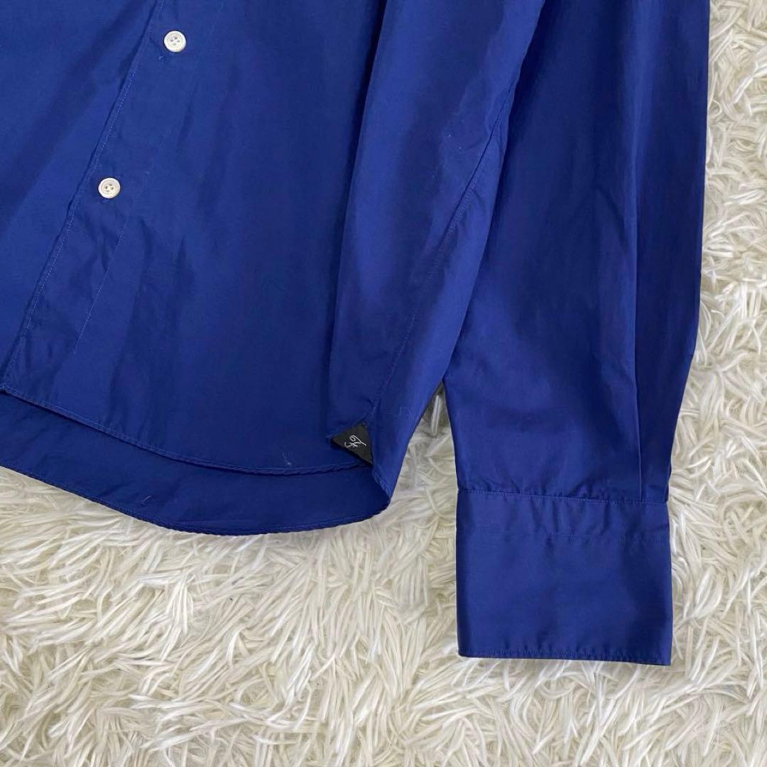 未使用•タグ付✨】フィナモレ アルモ生地 長袖 カッタウェイシャツ 青 M