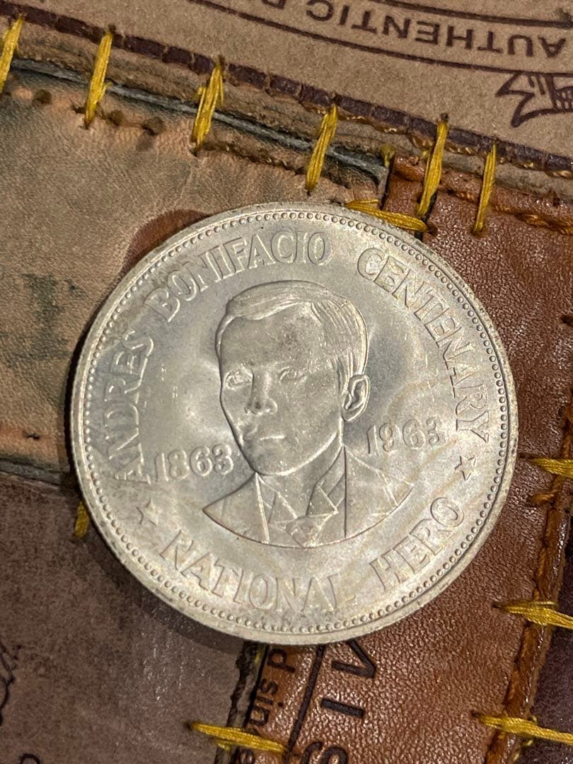 フィリピン　1963年　100周年　1ペソ　銀貨 PHILIPPINES 1963 Silver .900 coin 1 Peso. 100th Anniv. of Andres