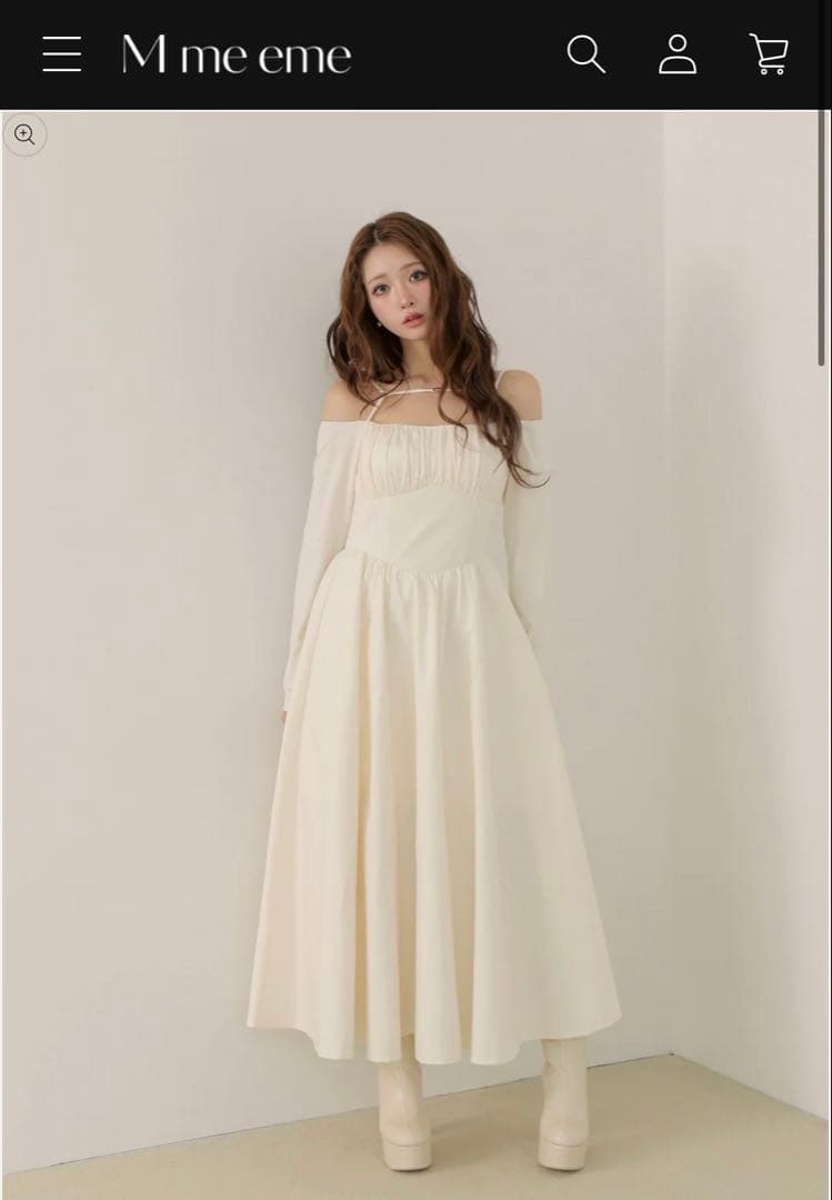 エムミーエメ　アイボリー オフショルダー フレアドレス The Francesca - Ecru - Tumbled Leather - M.Gemi