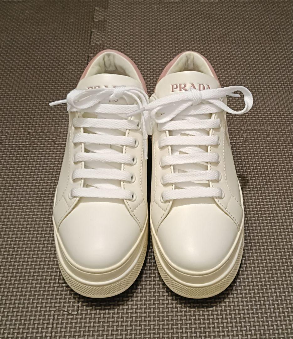 PRADA 22.5cm ホワイト/ピンク スニーカー　35