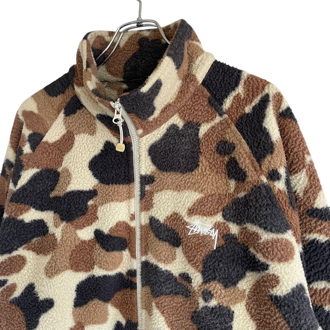 STUSSY フリースジャケット カモ柄 迷彩 ボア ステューシー XL - メルカリ
