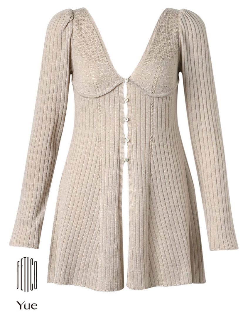 【新品】WACOAL ＦＥＴＩＣＯ×Ｙｕｅ　シルク混のカシミヤニットカーディガン Yue FETICO×Yue【ウェブストア・一部店舗限定】 シルク混の