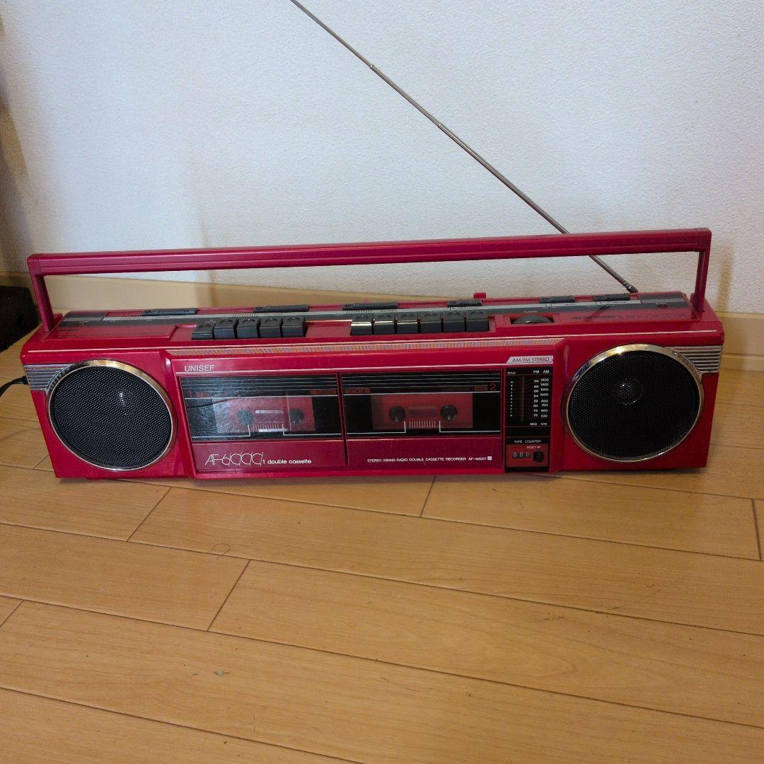 UNISEF ダブルカセットラジカセ 赤 - メルカリ