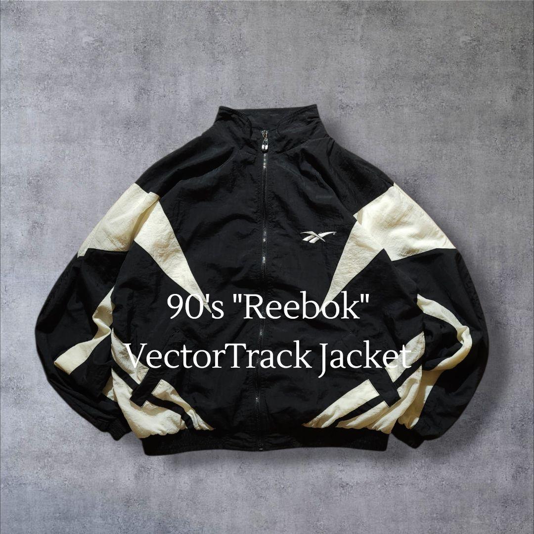 90s Reebok リーボック ナイロンジャケット 刺繍ロゴ 短丈 太アーム