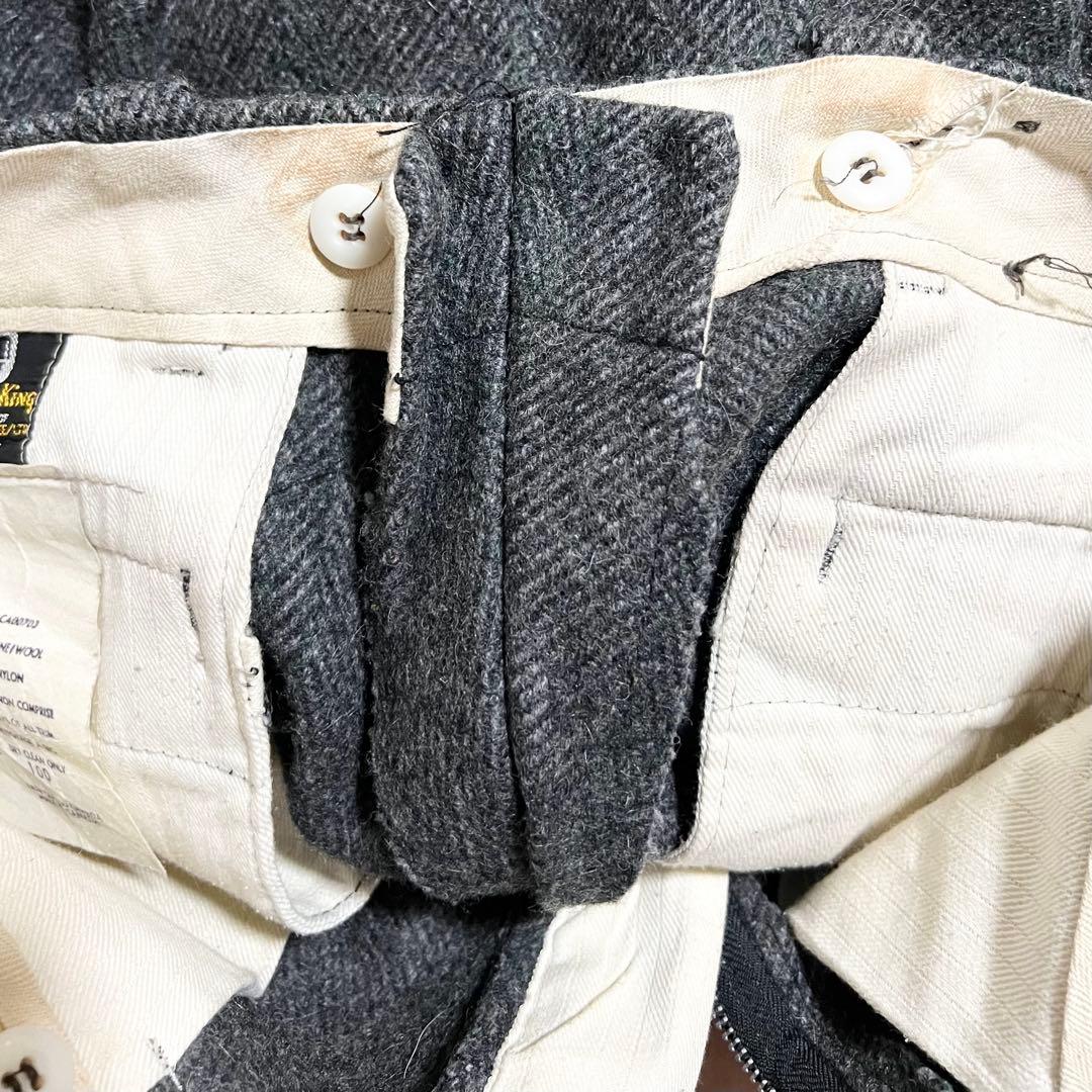 極太 60s カナダ製 ヴィンテージ ウールパンツ ヘリンボーン