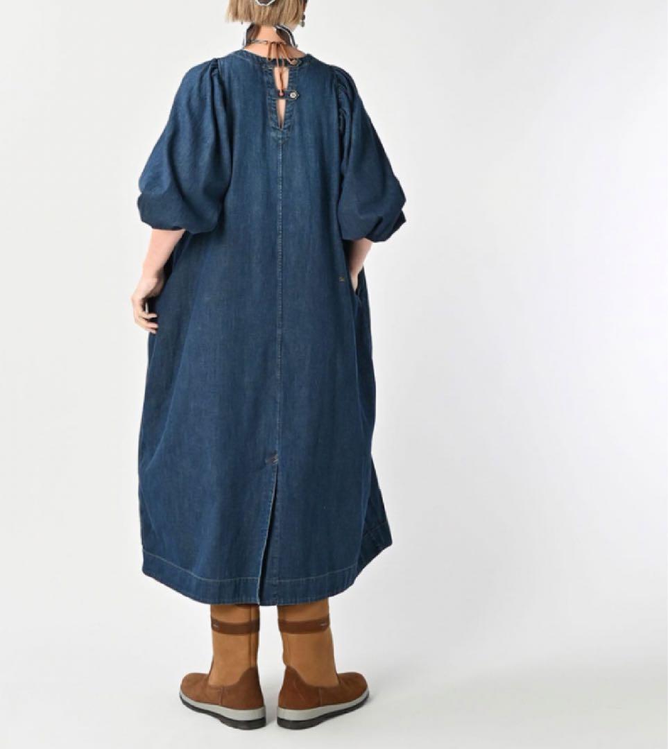 新品 45R 45プチデニムのパフブリッジドレス（インディゴ 加工） 45rpm