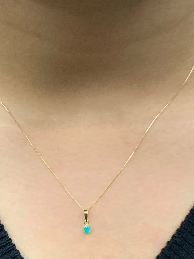 天然パライバトルマリン　0.12ct ブラジル産　K18YGペンダントヘッド