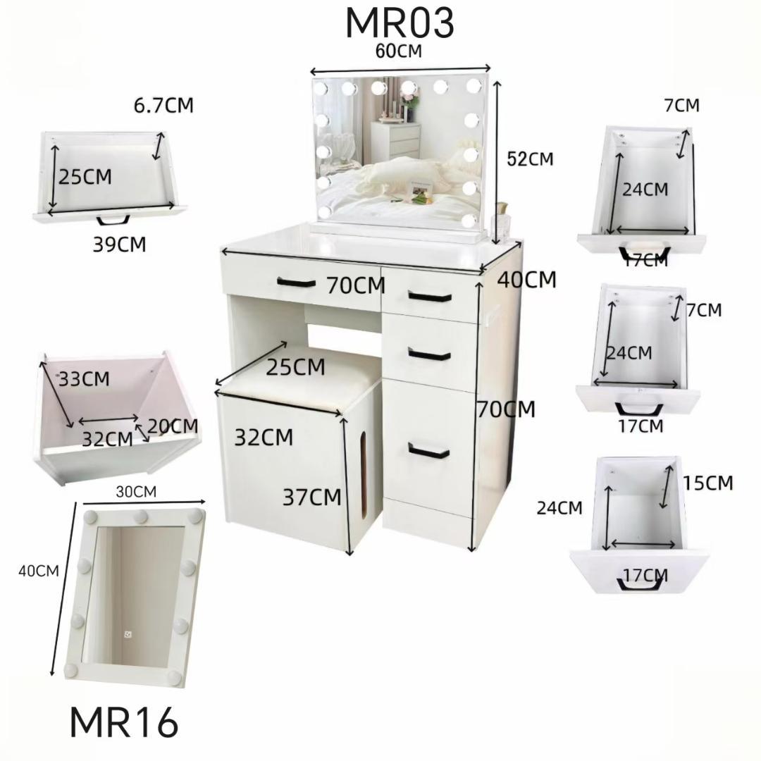 ホワイト モダン ドレッサー ミラー付き訳あり品写真をご確認103-1-①