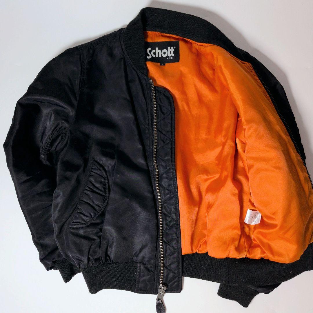 Schott ショット MA-1 フライトジャケット ブラック 裏地オレンジ F