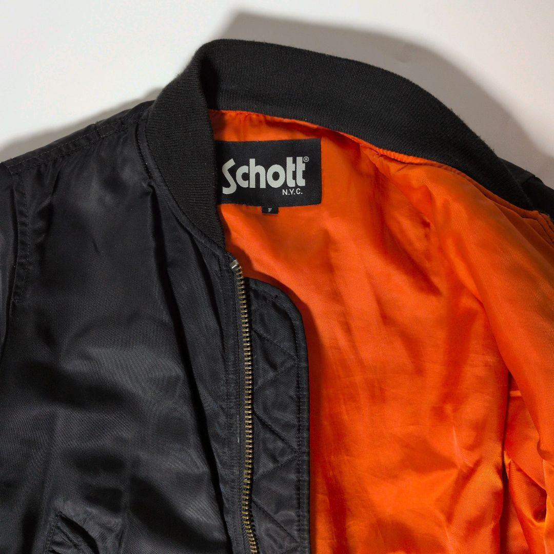 Schott ショット MA-1 フライトジャケット ブラック 裏地オレンジ F