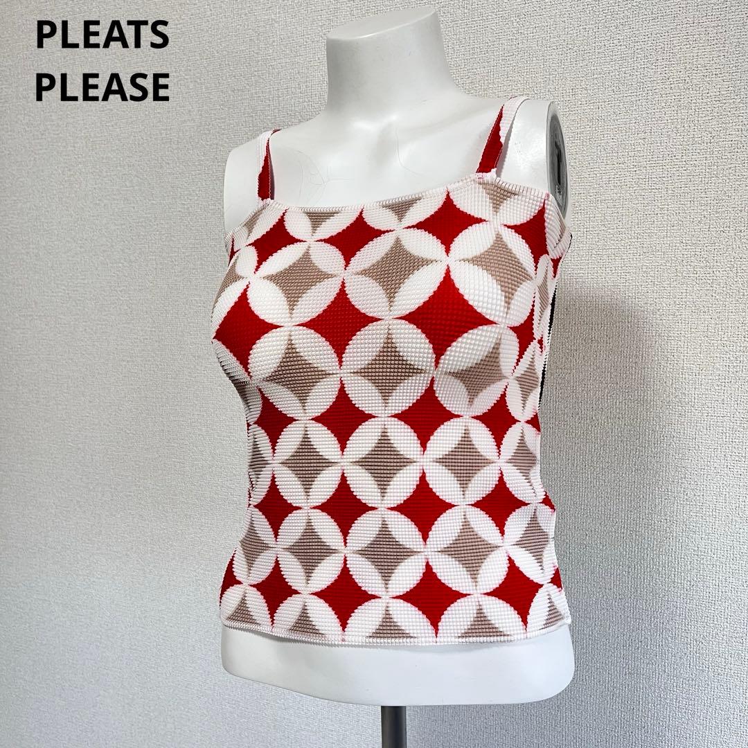 極美品　プリーツプリーズ　イッセイミヤケ　総柄　キャミソール PLEATS PLEASE ISSEY MIYAKE - 希少 極美品 プリーツプリーズ イッセイ