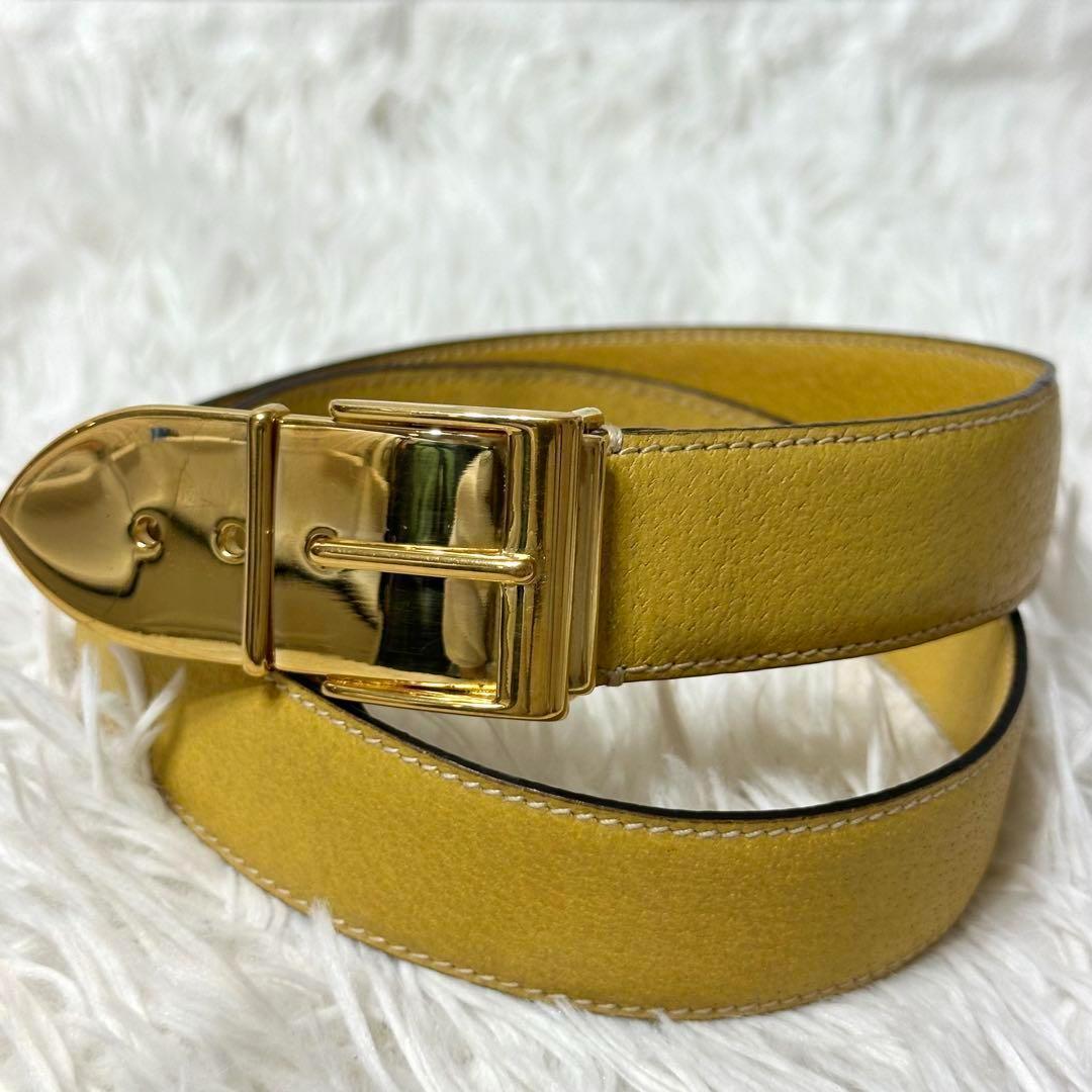 ⭐️極美品⭐️GUCCI ゴールドバックル レザーベルト 希少デザイン