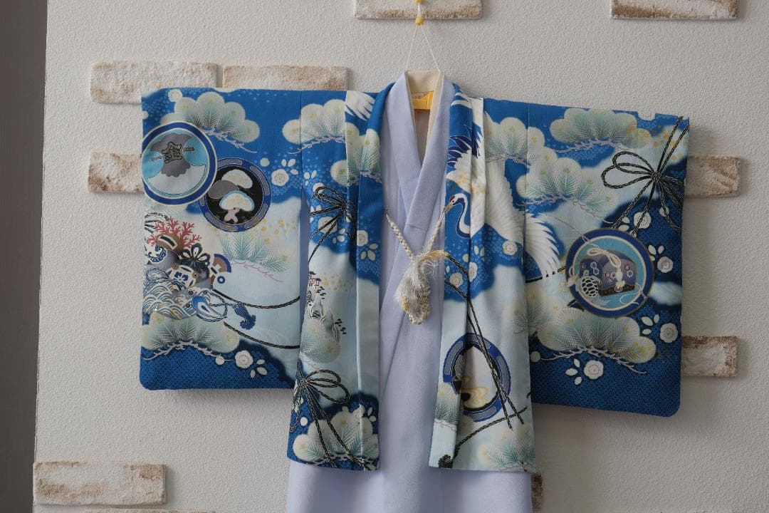 46. ☆ kinaco様専用☆3歳 七五三 着物 青色 雲と鶴 - メルカリ