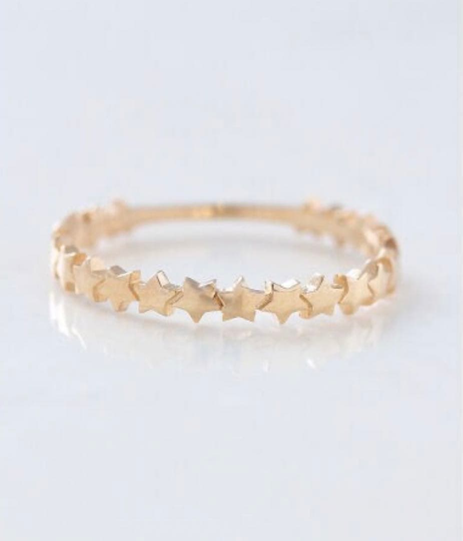 ノワールドプーペ K10 シンプルゴールドスター レイヤードリング 11号