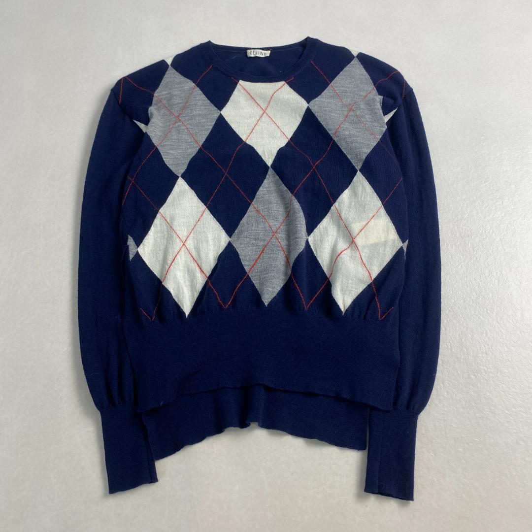 美品 セリーヌ ニット フィービー期 アーガイル柄 CELINE ネイビー