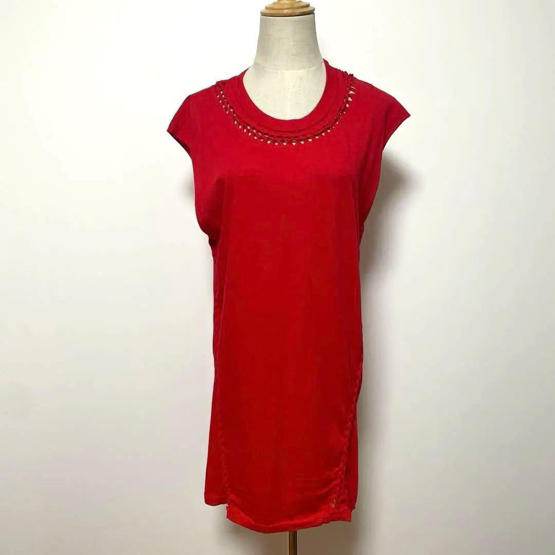 DIESEL ディーゼル レッド ノースリーブ チュニック ワンピース