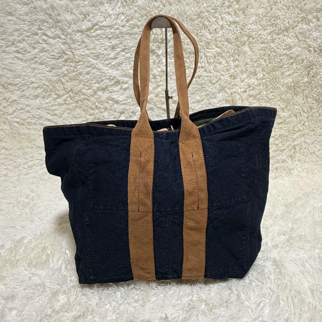 45R 再びダックのセイルトートバッグ インディゴ 大容量 A3可 デニム